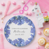 Blue Hydrangea Petals Hochzeit Personalisierter Na Pappteller (Party)
