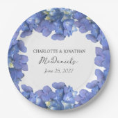 Blue Hydrangea Petals Hochzeit Personalisierter Na Pappteller (Vorderseite)