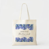 Blue Hydrangea Petals Personalisiert Bridesmaid Tragetasche (Vorne)