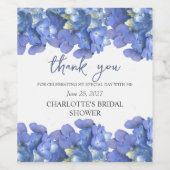 Blue Hydrangea Petals Personalisiertes Brautparty Weinetikett (Einzelnes Label)