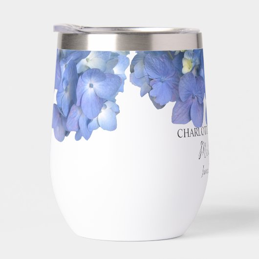 Blue Hydrangea Petals Wedding Personalized Names (Rechts)