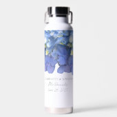 Blue Hydrangea Petals Wedding Personalized Names Trinkflasche (Vorne)