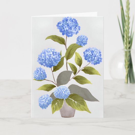 Blue Hydrangea-Pflanze | Schöne Wasserfarbe Karte (Vorderseite)