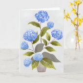 Blue Hydrangea-Pflanze | Schöne Wasserfarbe Karte (Gelbe Blume)