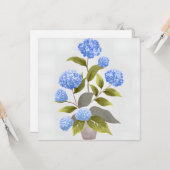 Blue Hydrangea-Pflanze | Schöne Wasserfarbe Karte (Vorderseite/Rückseite Beispiel)