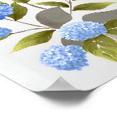 Blue Hydrangea-Pflanze | Schöne Wasserfarbe Poster (Ecke)