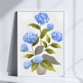 Blue Hydrangea-Pflanze | Schöne Wasserfarbe Poster