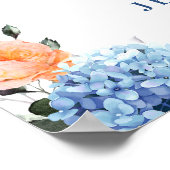 Blue Hydrangea Pink Blush Rose PROBE DINNER Poster (Ecke)