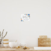 Blue Hydrangea Pink Blush Rose PROBE DINNER Poster (Küche)