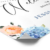 Blue Hydrangea Pink Blush Rose PROBE DINNER Poster (Ecke)