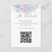Blue Hydrangea Pink Floral Wedding Website QR Code Begleitkarte (Vorderseite)