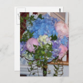 Blue Hydrangea Pink Peonies Postkarte (Vorne/Hinten)