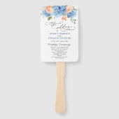 Blue Hydrangea Pink Roses Hochzeitsprogramm Fächer (Vorderseite)