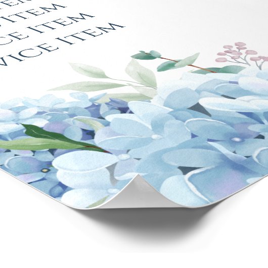 Blue Hydrangea Preisliste Poster (Ecke)