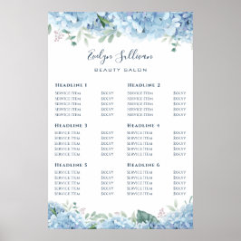 Blue Hydrangea Preisliste Poster