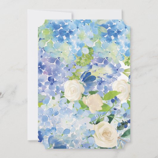 Blue Hydrangea Probe Dinner Einladung Karte (Rückseite)
