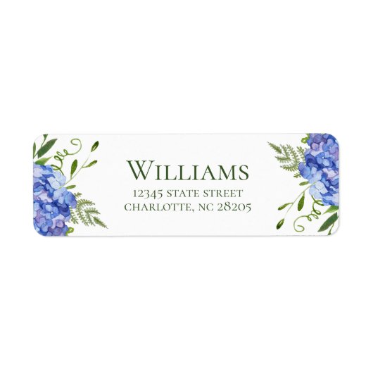 Blue Hydrangea Probe Dinner Rücksendeadresse (Vorne)