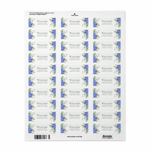 Blue Hydrangea Probe Dinner Rücksendeadresse (Vorne)