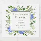 Blue Hydrangea Probe Dinner Schaumweinetikett (Einzelnes Label)