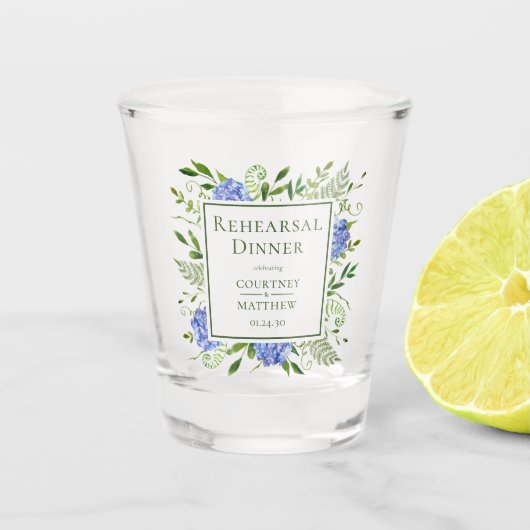 Blue Hydrangea Probe Dinner Schnapsglas (Vorderseite)