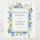 Blue Hydrangea Probe Dinner Weinetikett (Einzelnes Label)