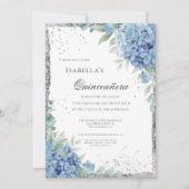 Blue Hydrangea Quinceañera Celebration 15 Einladung (Vorderseite)