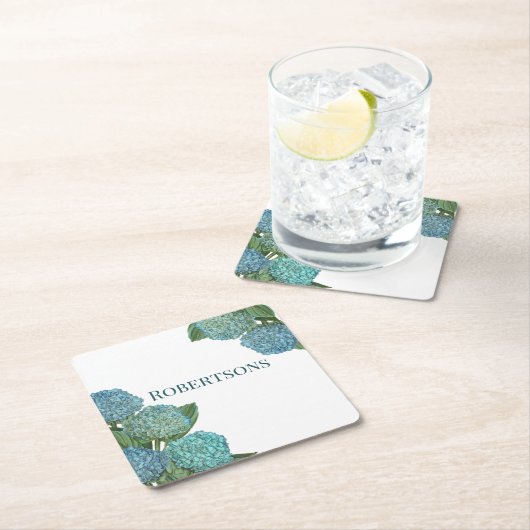 Blue Hydrangea Rechteckiger Pappuntersetzer (Vor Ort)