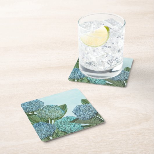 Blue Hydrangea Rechteckiger Pappuntersetzer (Vor Ort)