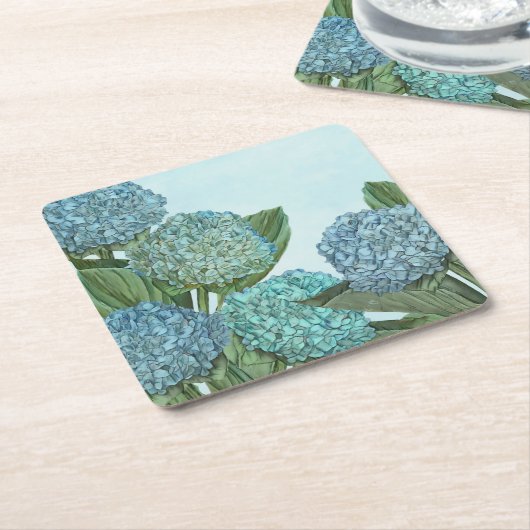 Blue Hydrangea Rechteckiger Pappuntersetzer (angewinkelt)