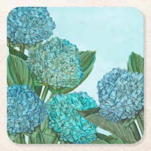 Blue Hydrangea Rechteckiger Pappuntersetzer