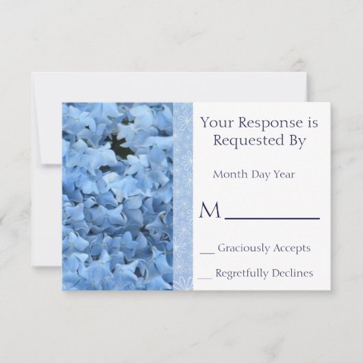 Blue Hydrangea Reply Card RSVP Karte (Vorderseite)