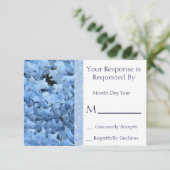Blue Hydrangea Reply Card RSVP Karte (Stehend Vorderseite)
