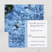Blue Hydrangea Reply Card RSVP Karte (Vorne/Hinten)