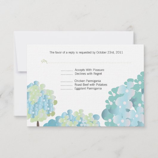 Blue Hydrangea Response Card RSVP Karte (Vorderseite)