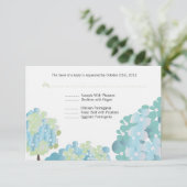 Blue Hydrangea Response Card RSVP Karte (Stehend Vorderseite)