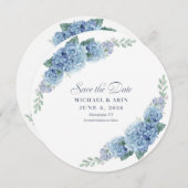 Blue Hydrangea rettet die Daten Save The Date (Vorne/Hinten)