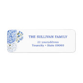 Blue hydrangea return address label (Vorne)