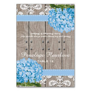 Blue Hydrangea Ribbon DIY Zelt-Platzkarte Tischnummer