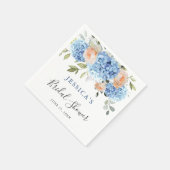 Blue Hydrangea Rosa Rose Brautparty Serviette (Ecke)