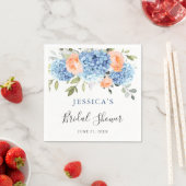 Blue Hydrangea Rosa Rose Brautparty Serviette (Beispiel)