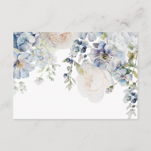 Blue Hydrangea & Rose Blume Windelwindkarte Begleitkarte (Rückseite)