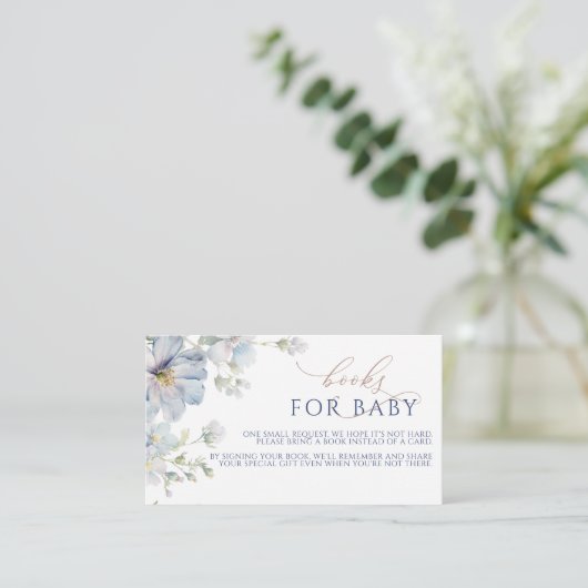Blue Hydrangea & Rose Book for Baby Enclosure Card Begleitkarte (Stehend Vorderseite)