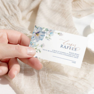 Blue Hydrangea & Rose Diaper Raffle Ticket Begleitkarte