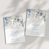 Blue Hydrangea & Rose Empfang Umschließungskarte Begleitkarte