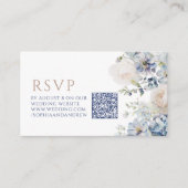 Blue Hydrangea & Rose Hochzeit QR Code UAWG Begleitkarte (Vorderseite)