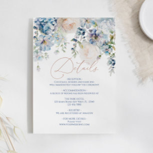 Blue Hydrangea & Rose Hochzeitsdetails Einschließe Begleitkarte