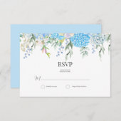 Blue Hydrangea RSVP Karte (Vorne/Hinten)