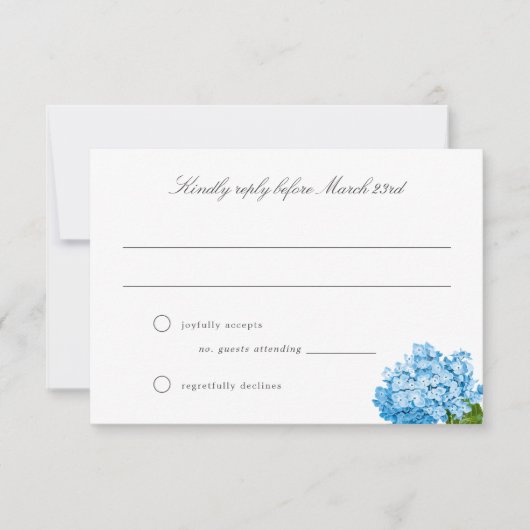 Blue Hydrangea RSVP-Karte für die Hochzeitsfeier RSVP Karte (Vorderseite)