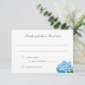 Blue Hydrangea RSVP-Karte für die Hochzeitsfeier RSVP Karte (Stehend Vorderseite)