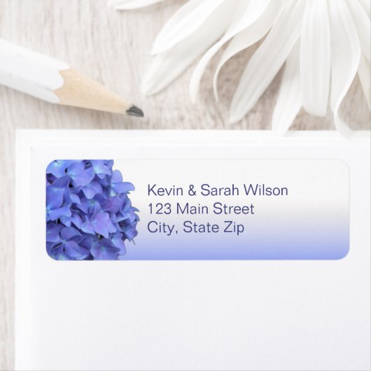 Blue Hydrangea Rücksendeadressen-Aufkleber (Insitu)
